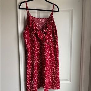 SHEIN Red and White Polka Dot Dress